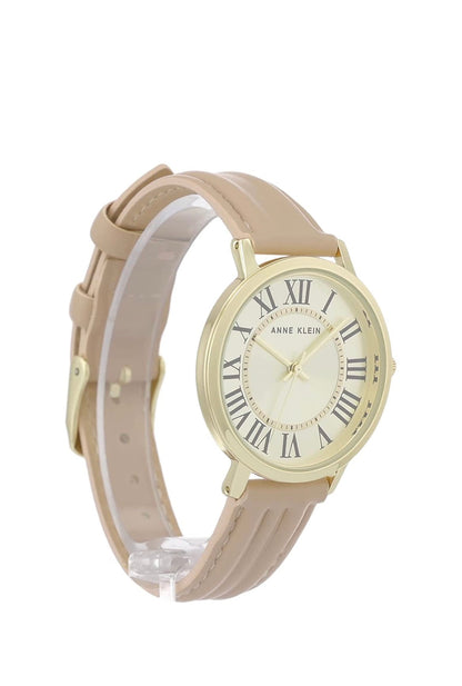 Textured Strap Watch – Tan/Gold