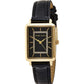 Glitter Accented Croco-Grain Strap Watch – Black/Gold