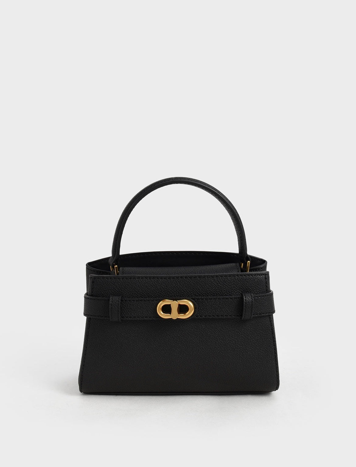 Aubrielle Metallic-Buckle Top Handle Bag – Black
